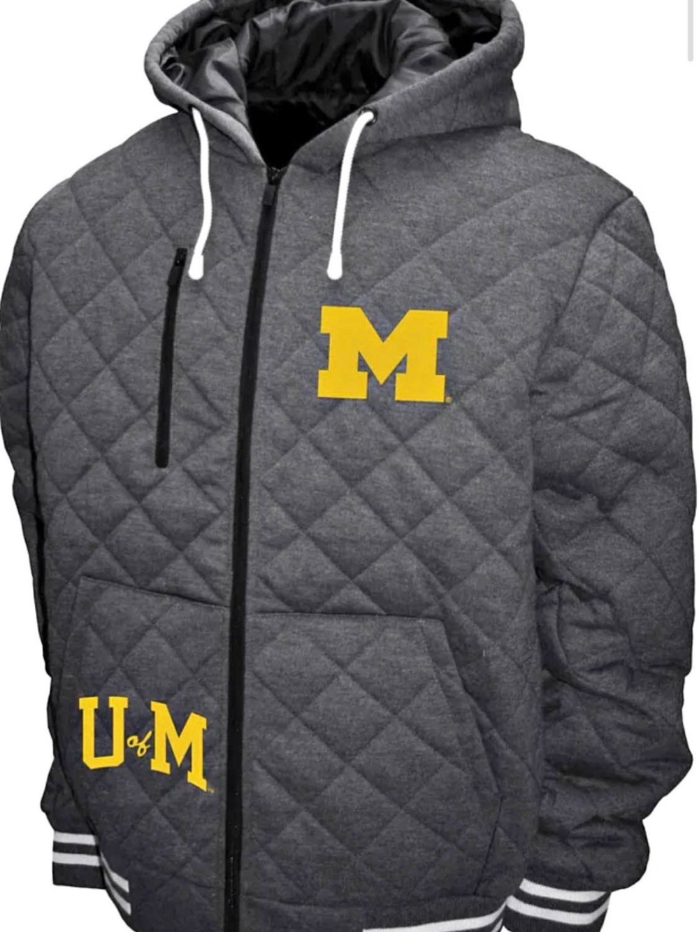 NWT University of Michigan Quilted Full-Zip Hoodie XXL
